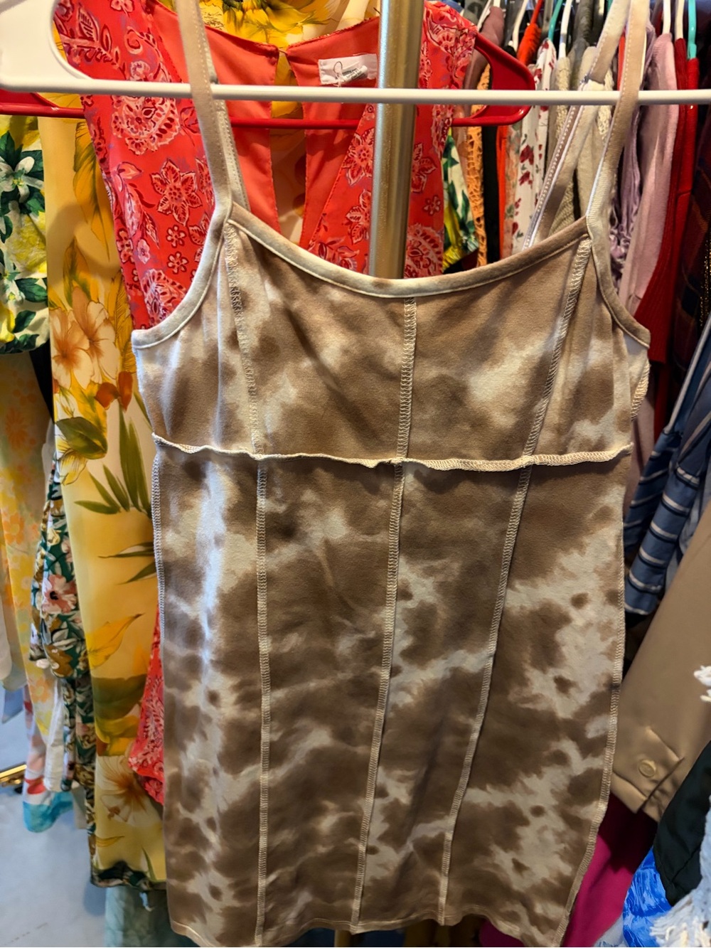 Full Tilt Brown Tie-Dye Slip Dress